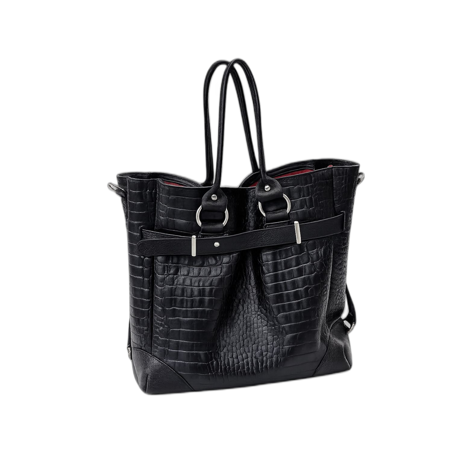 Croc Embossed Leather Bucket Bag - Image 7