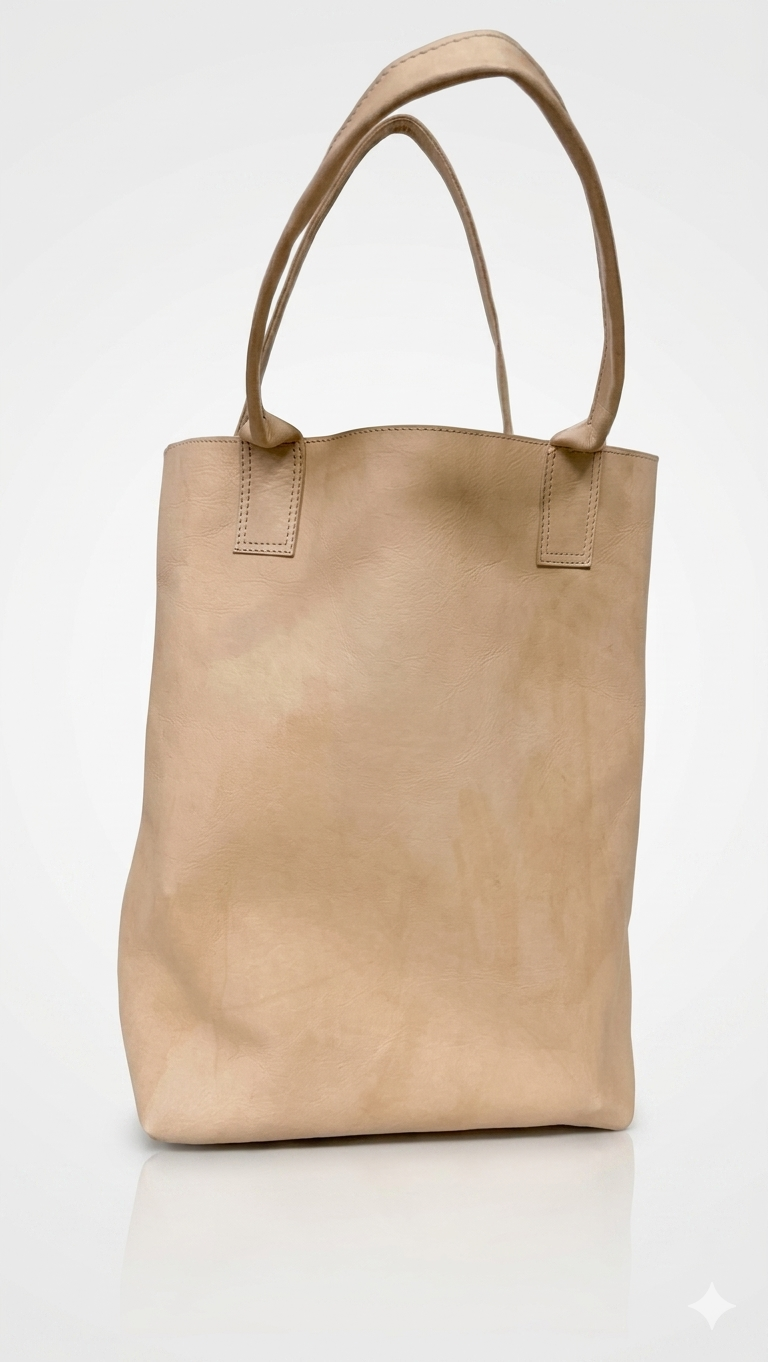 Beige Leather Tote Bag