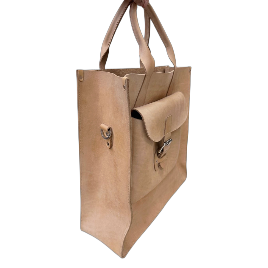 Classic Tan Leather Tote - Image 7