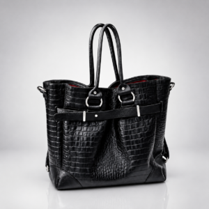 Croc Embossed Leather Bucket Bag