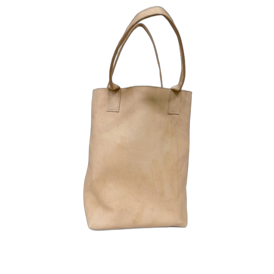 Beige Leather Tote Bag - Image 4