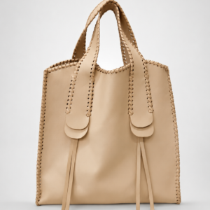 Beige Suede Tote Bag