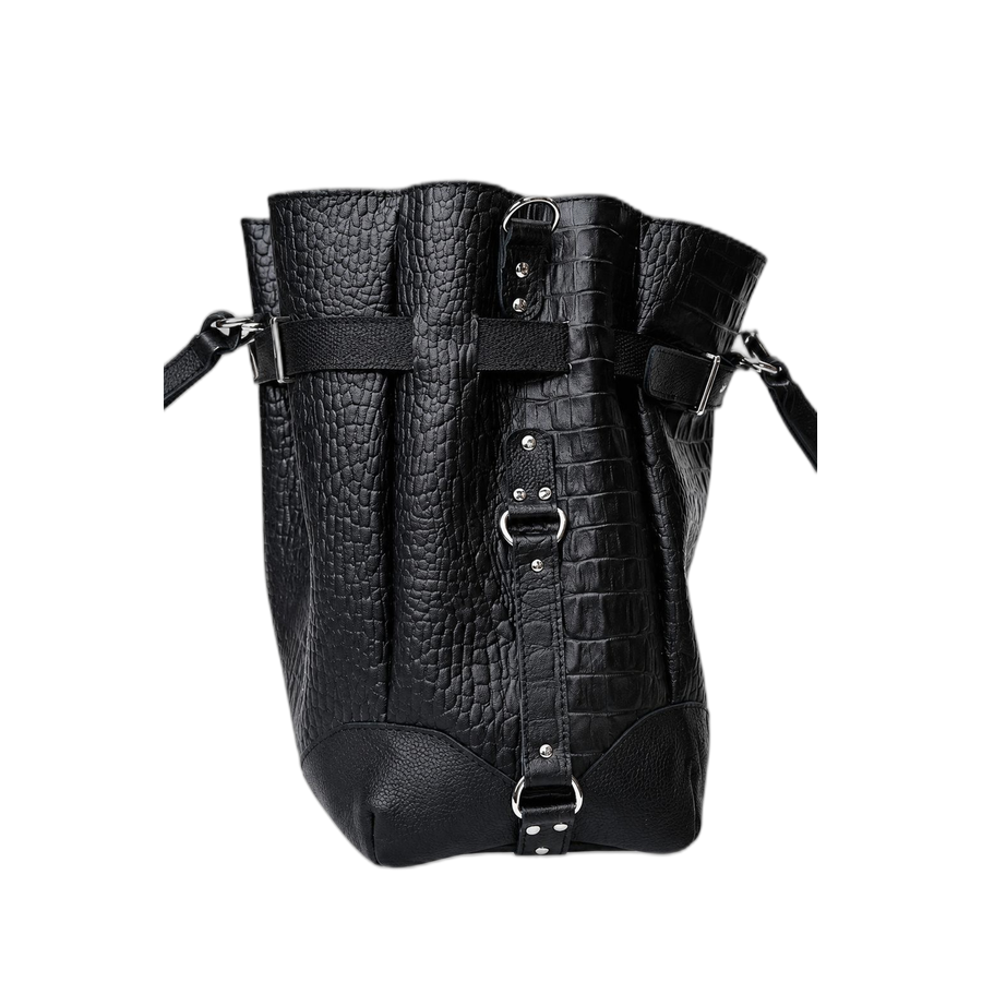 Croc Embossed Leather Bucket Bag - Image 2