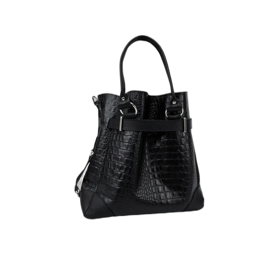 Croc Embossed Leather Bucket Bag - Image 5