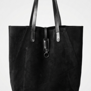 Classic Black Leather Tote Bag
