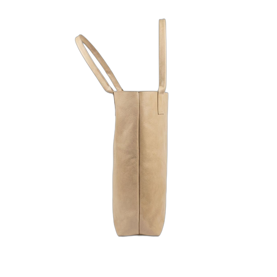 Beige Leather Tote Bag - Image 2