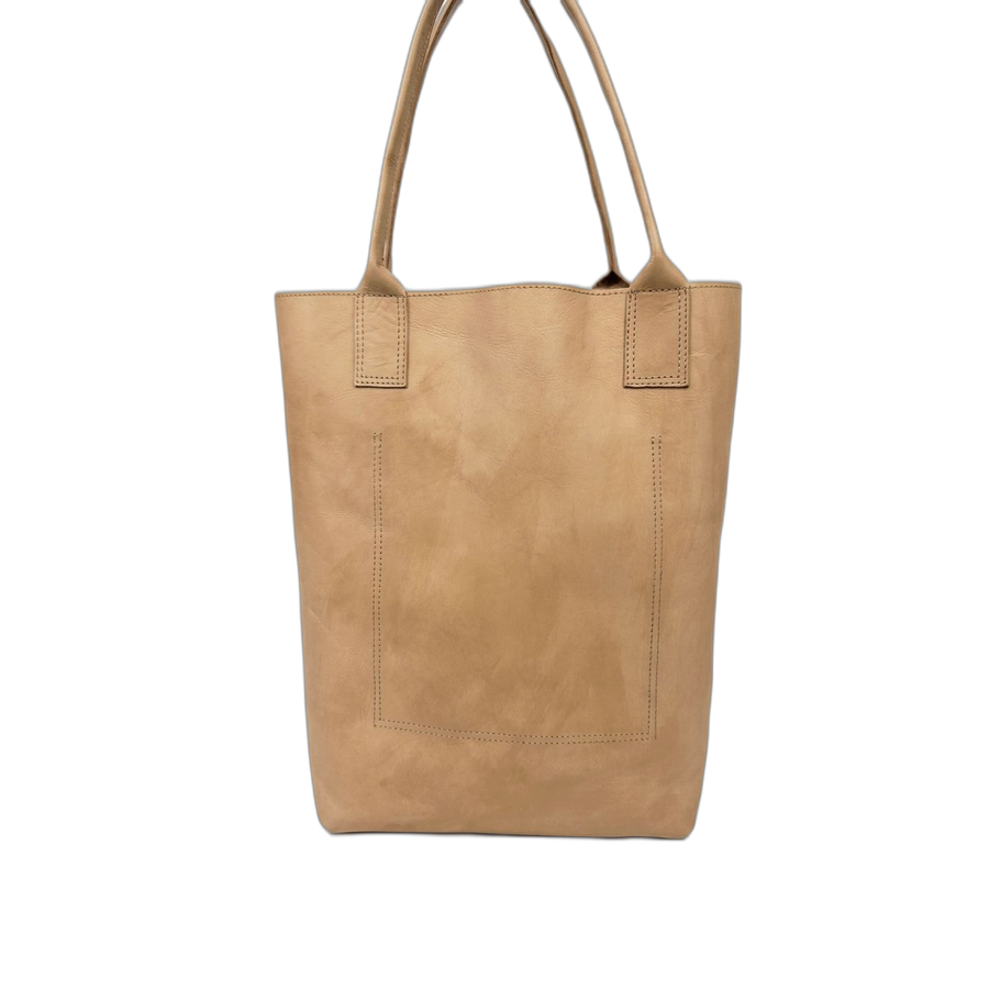 Beige Leather Tote Bag - Image 3