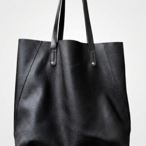Classic Black Leather Tote Bag
