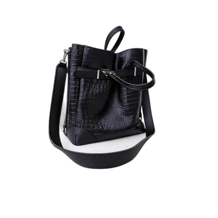 Croc Embossed Leather Bucket Bag - Image 3